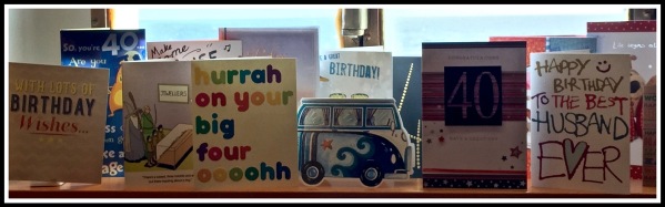 A close up photo of my 40th birthday cards