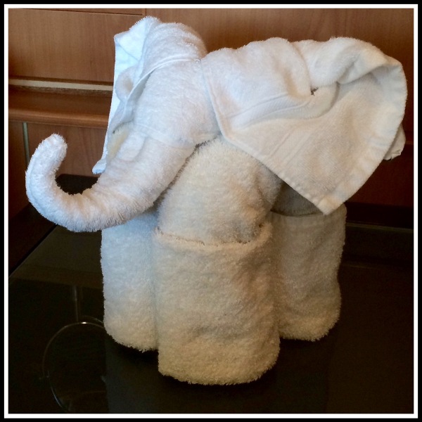 A Towel Elephant using the towels from our suite 