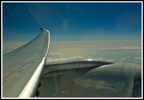 A view from the airplane with the wing in view